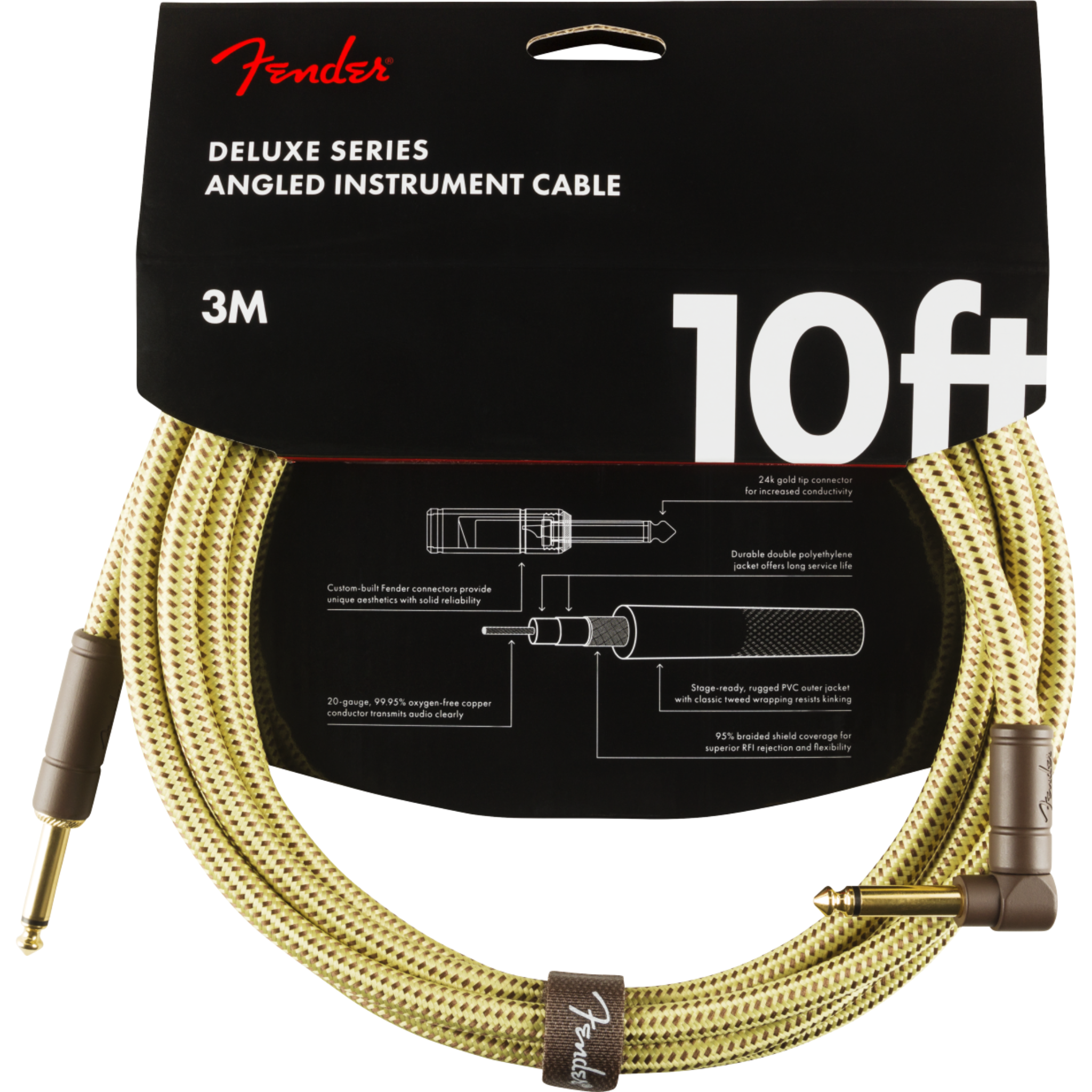 CABLE LINEA FENDER DELUXE 3 MTS ANG VERDE MOD0990820091