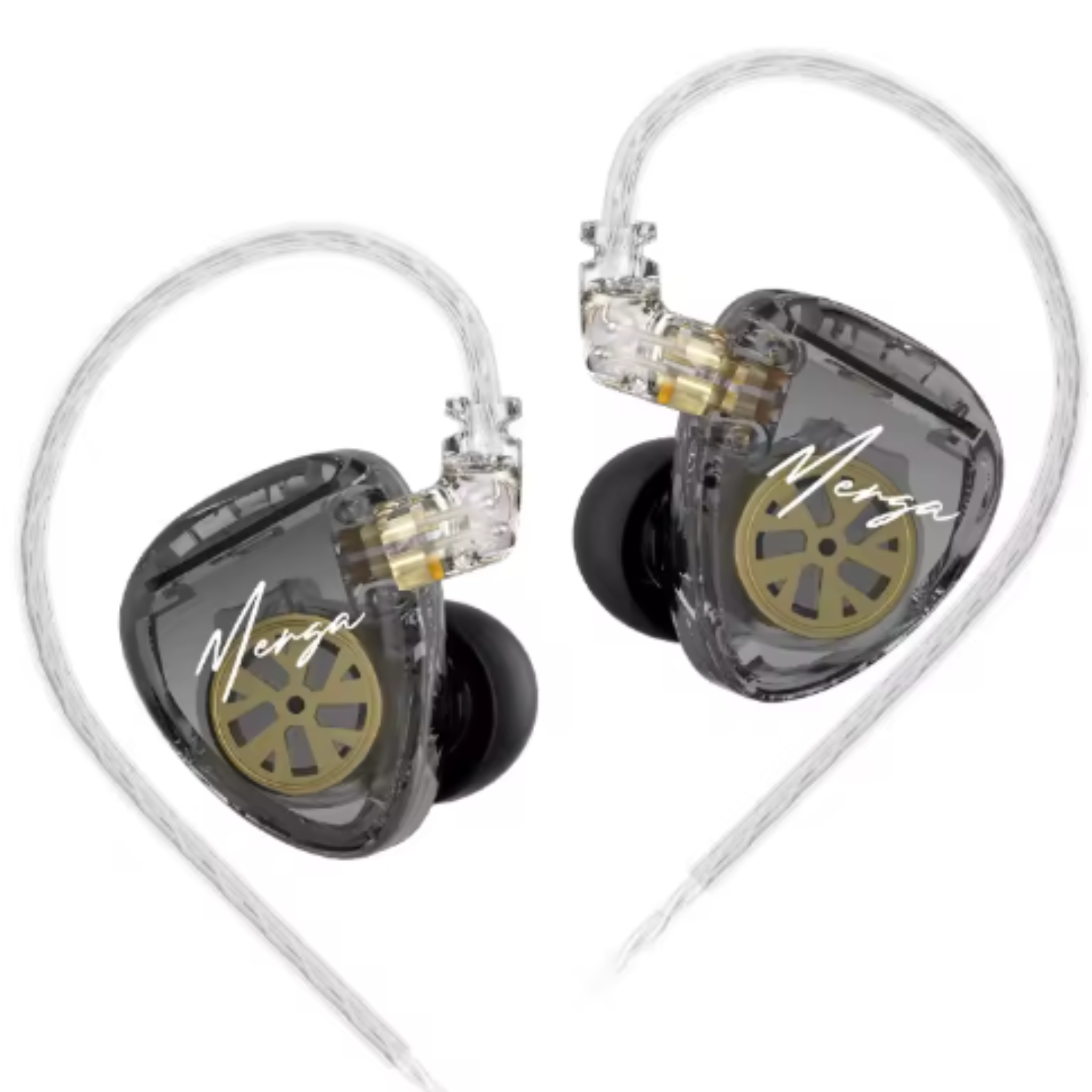 AURICULAR KZ MERGA NEGRO CABLE PLATA SIN MICROFONO