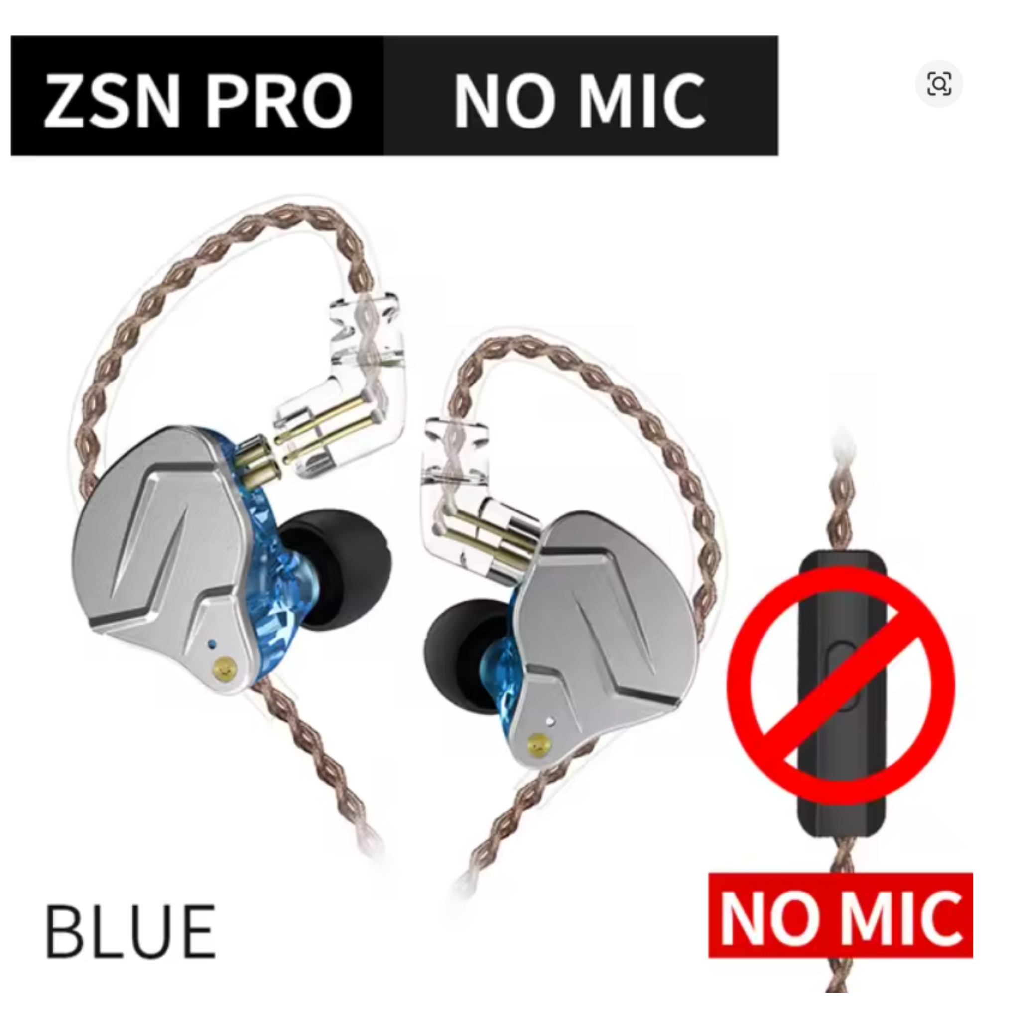 AURICULAR KZ ZSN PRO AZUL/GRIS SIN MICROFONO