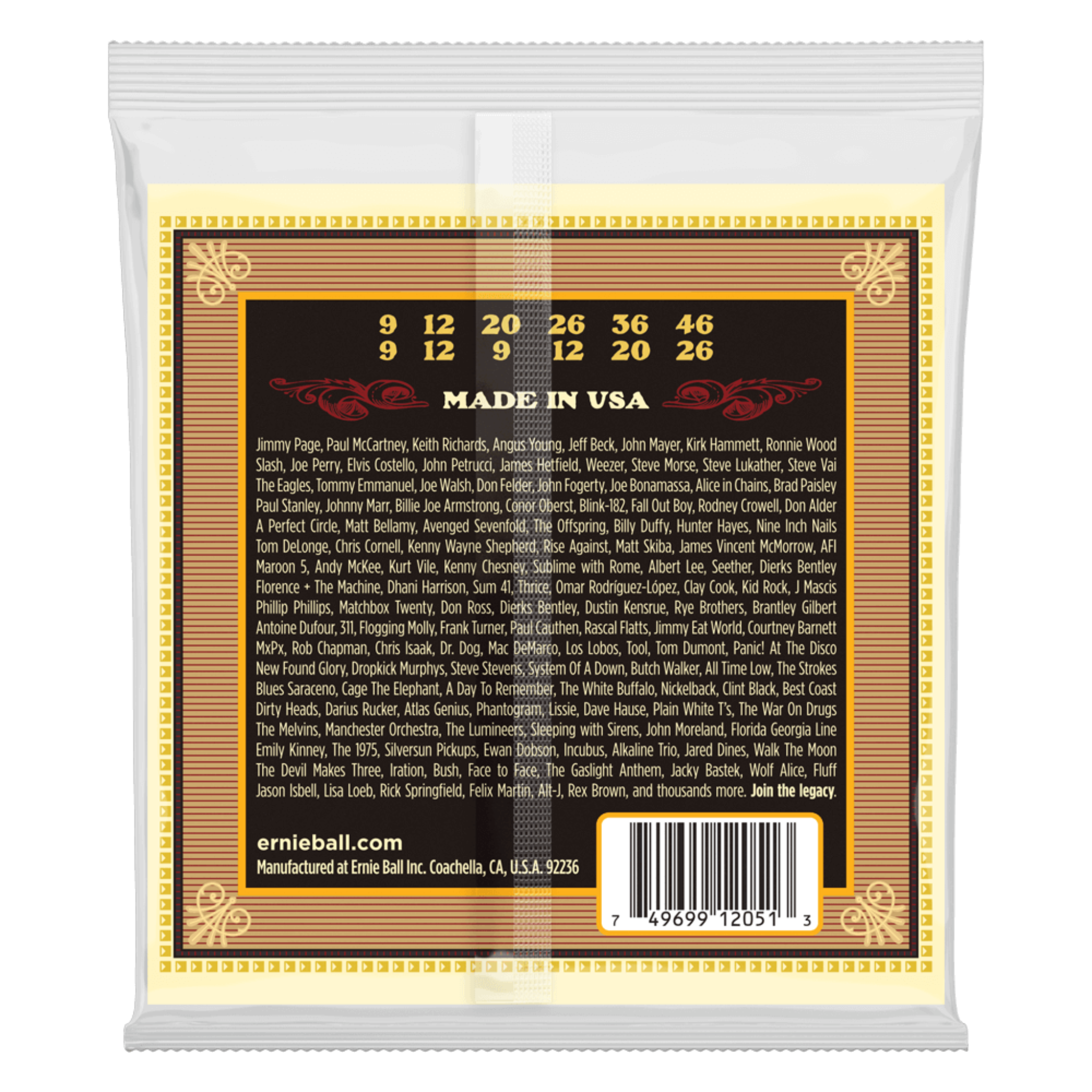 CUERDAS PARA GUITARRA ACUSTICA 12 C ERNIE BALL 2051 ERTHWD BRONCE