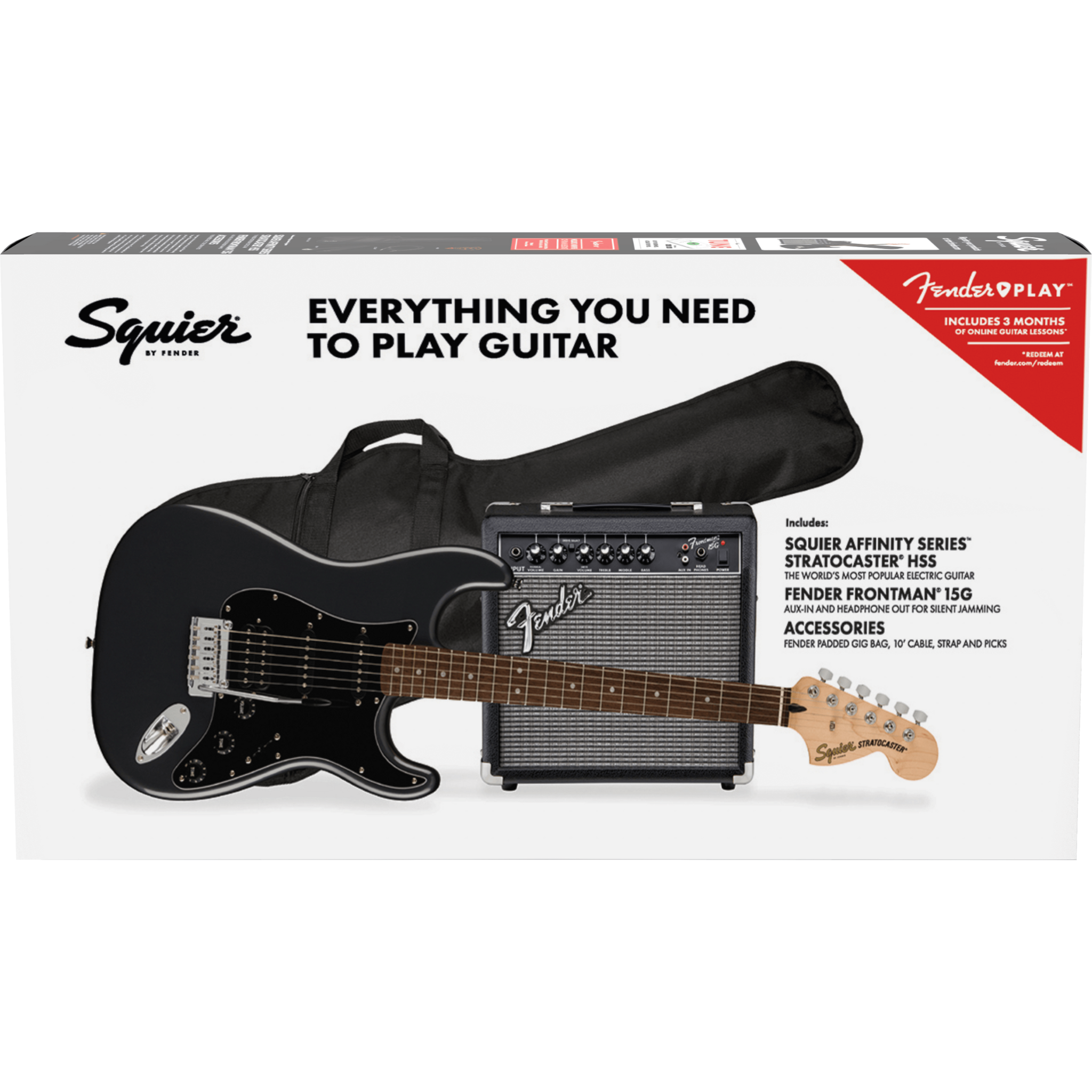 COMBO GUITARRA ELECTRICA SQUIER AFF STRAT NEGRO LAUREL 15G MOD0372821069