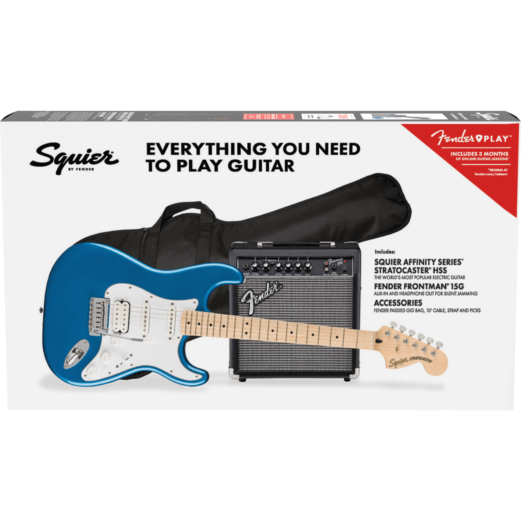 COMBO GUITARRA ELECTRICA SQUIER AFF STRATOCASTER AZUL MAPLE 15G MOD0372820002