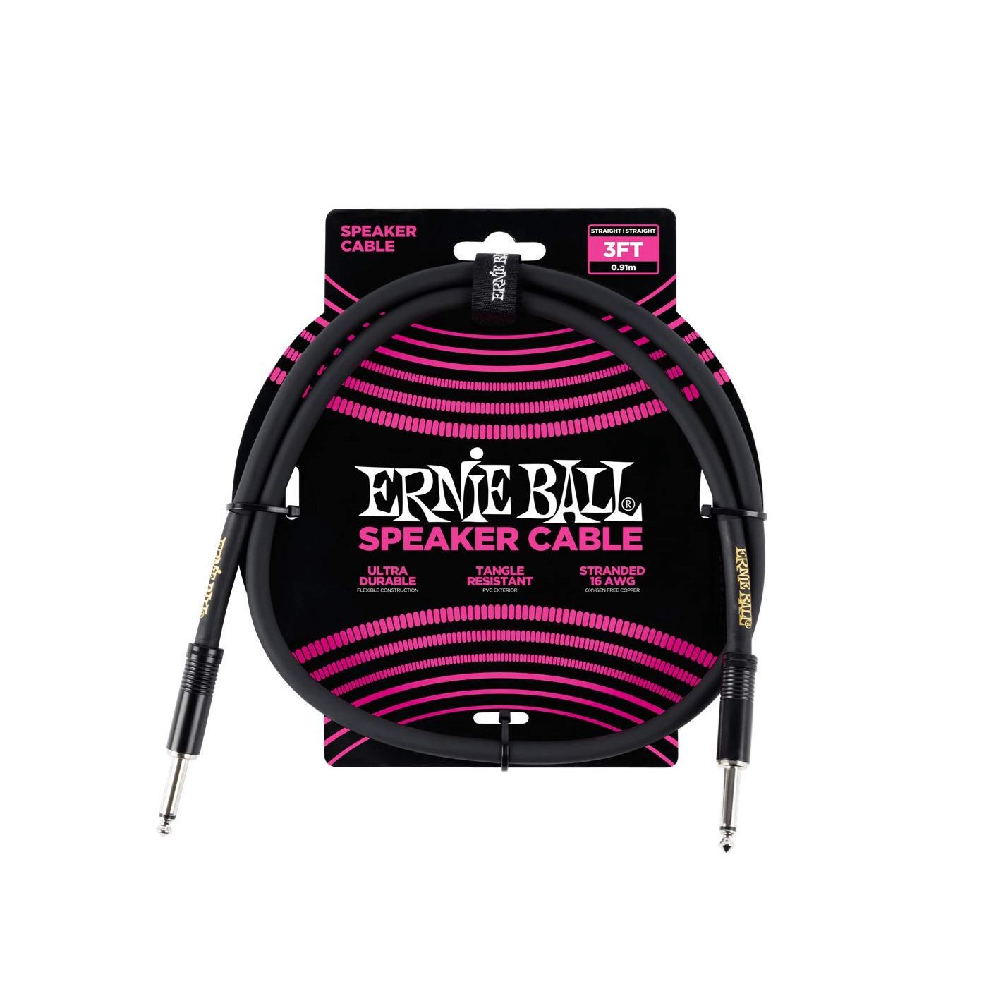 CABLE LINEA ERNIE BALL RECTO 90CM NEGRO